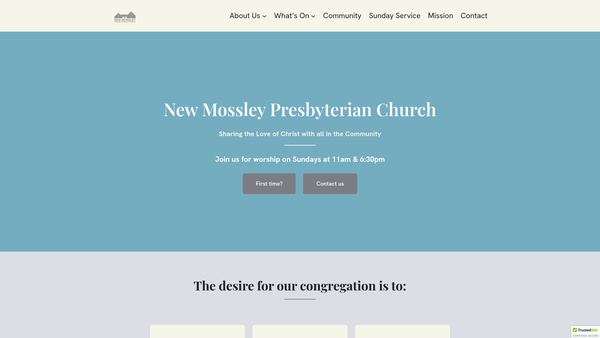 Screenshot of the New Mossley Congregation of the Presbyterian Church in Ireland website