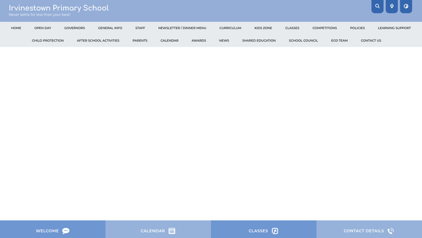 Screenshot of the Irvinestown Primary School PTA website