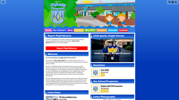 Screenshot of the Parents, Teachers and Friends Association of Magherafelt Primary School website