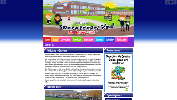 Screenshot of the Seaview Primary School PTA website