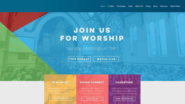 Screenshot of the Cooke Centenary Congregation of the Presbyterian Church in Ireland website