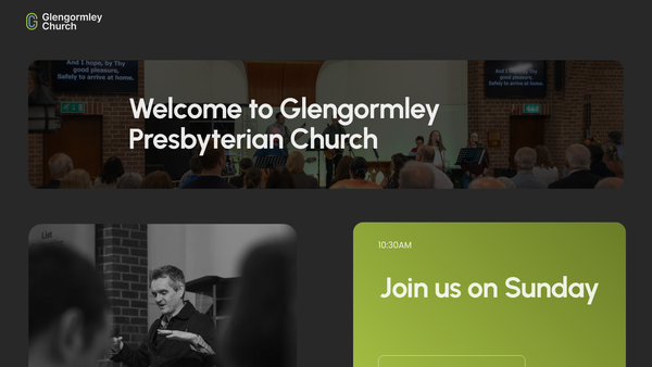 Screenshot of the Glengormley Congregation of the Presbyterian Church in Ireland website