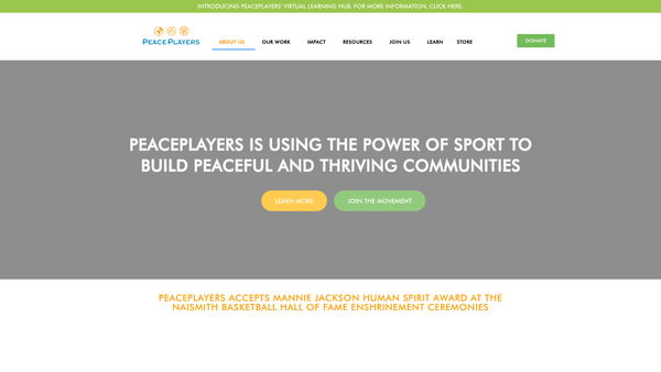 Screenshot of the PeacePlayers International-Northern Ireland website