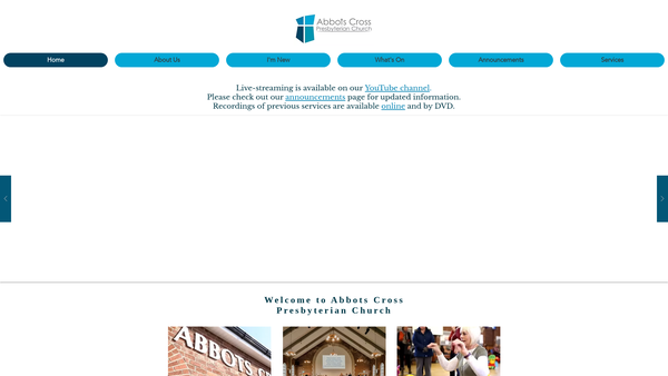 Screenshot of the Abbots Cross Congregation of the Presbyterian Church in Ireland website