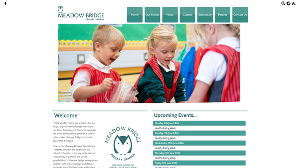 Screenshot of the Meadow Bridge Primary School Parent Teacher Association website