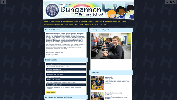 Screenshot of the Parents, Teachers & Friends of Dungannon Primary School website