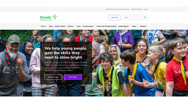 Screenshot of the Armagh District Scout Council website