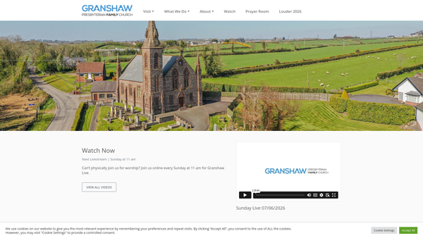 Screenshot of the Granshaw Congregation of the Presbyterian Church in Ireland website