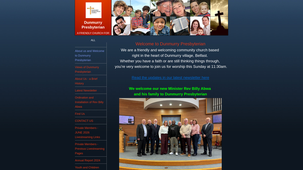 Screenshot of the Dunmurry Presbyterian Church website