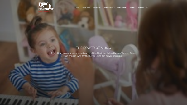 Screenshot of the NI Music Therapy Trust website