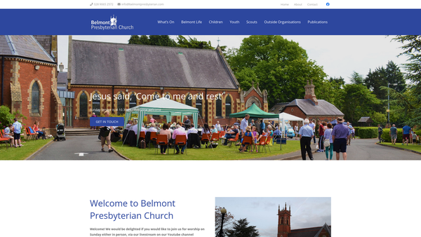 Screenshot of the Belmont Congregation of the Presbyterian Church in Ireland website