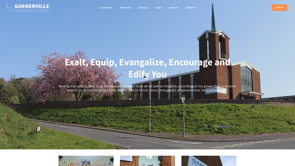 Screenshot of the Garnerville Congregation of the Presbyterian Church in Ireland website