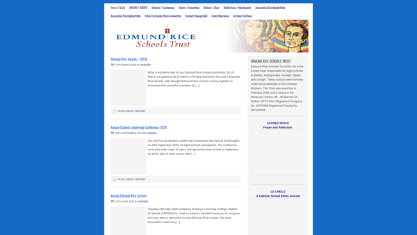 Screenshot of the Edmund Rice Schools Trust (Northern Ireland) Limited website