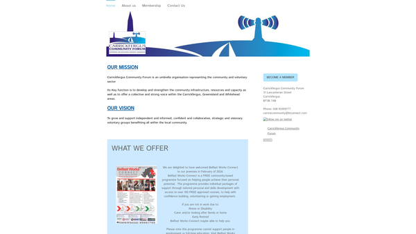 Screenshot of the Carrickfergus Community Forum website