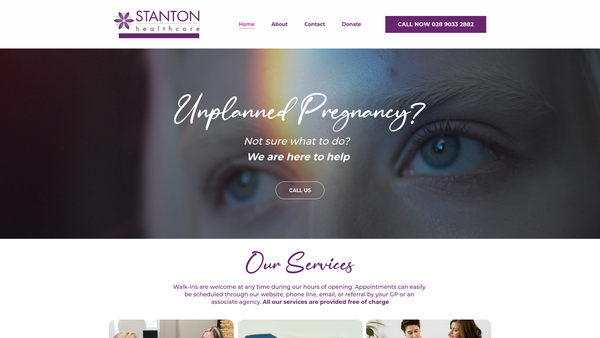 Screenshot of the Stanton Healthcare Belfast website