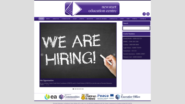 Screenshot of the Newstart Education Centre website
