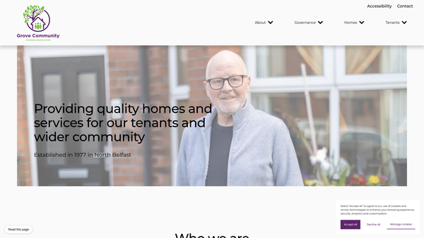 Screenshot of the Grove Community Housing Association Ltd website