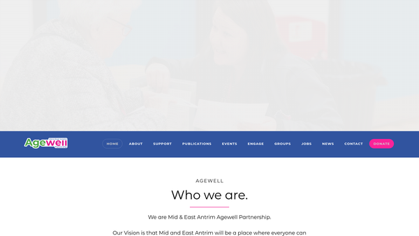Screenshot of the Mid & East Antrim Agewell Partnership website