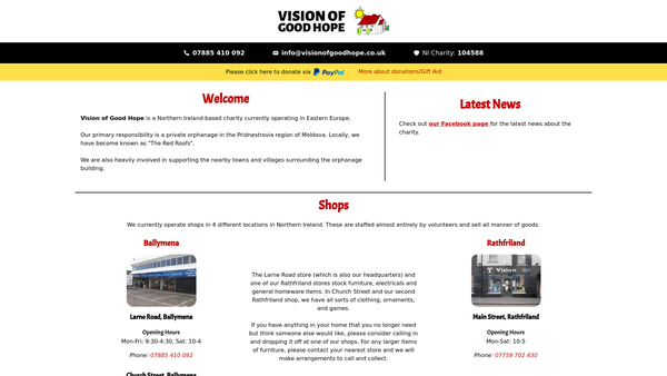 Screenshot of the Vision of Good Hope website