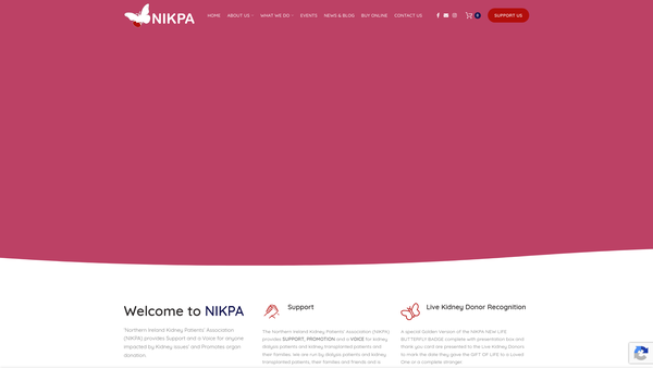 Screenshot of the Northern Ireland Kidney Patients Association website