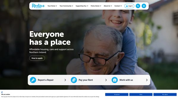 Screenshot of the The Radius Foundation website