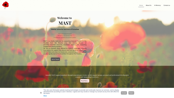 Screenshot of the Mourne Action for Survivors of Terrorism website