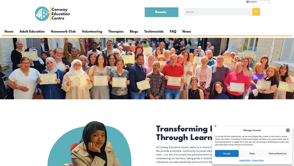 Screenshot of the Conway Education Centre Limited website