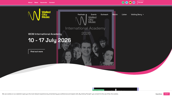 Screenshot of the Walled City Music Trust website