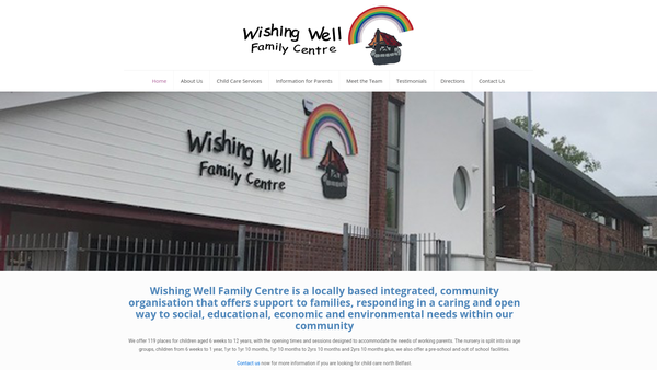 Screenshot of the Wishing Well Family Centre website