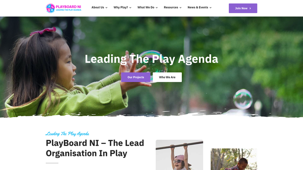 Screenshot of the PlayBoard Northern Ireland website