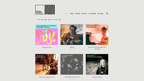 Screenshot of the Moving on Music Ltd website