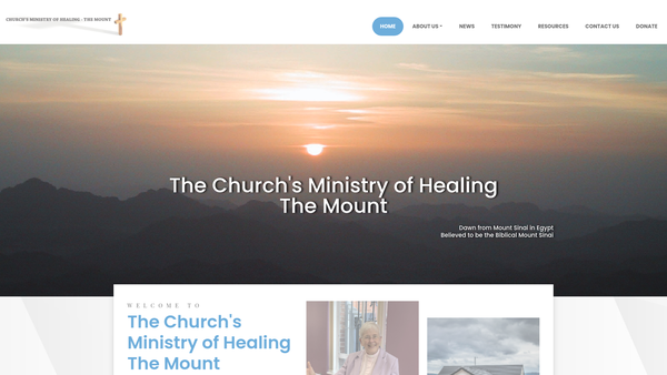 Screenshot of the Church's Ministry of Healing - The Mount website