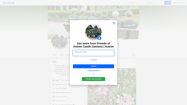 Screenshot of the Friends of Antrim Castle Gardens website