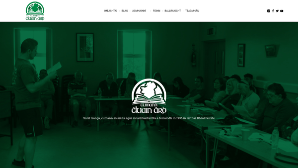 Screenshot of the Cumann Chluain Árd website