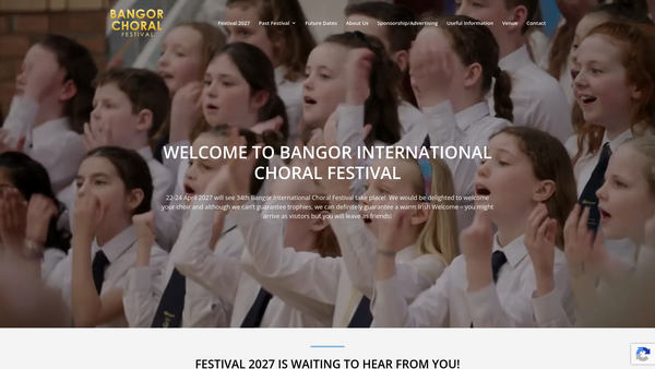 Screenshot of the Bangor International Choral Festival website