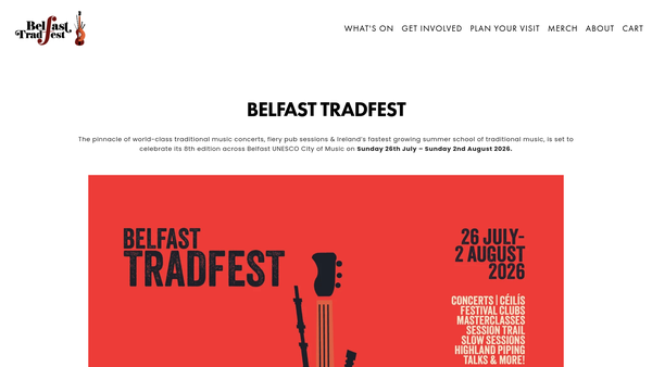 Screenshot of the Belfast Summer School of Traditional Music website