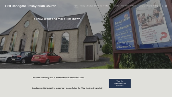 Screenshot of the First Donegore Congregation of the Presbyterian Church in Ireland website