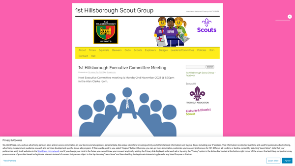 Screenshot of the 1st Hillsborough Squirrel Drey website