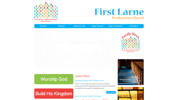 Screenshot of the First Larne Congregation of the Presbyterian Church in Ireland website