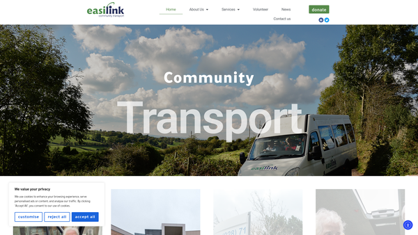 Screenshot of the Easilink Community Transport website