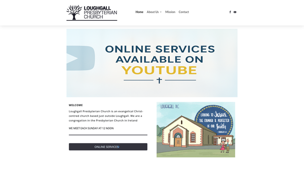 Screenshot of the Loughgall Congregation of the Presbyterian Church in Ireland website