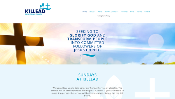 Screenshot of the Killead Congregation of the Presbyterian Church in Ireland website