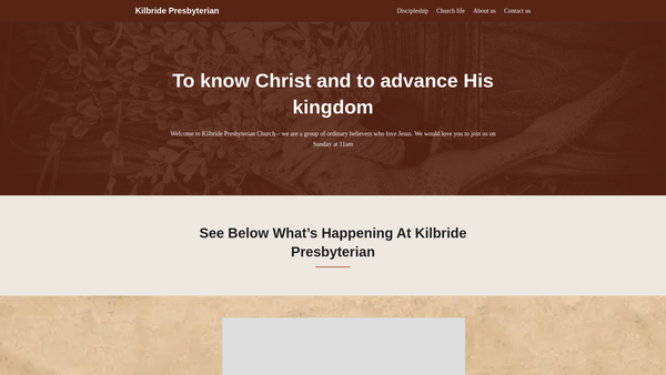 Screenshot of the Kilbride Congregation of the Presbyterian Church in Ireland website