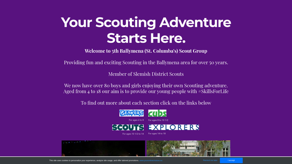 Screenshot of the 5th Ballymena (St Columba's) Squirrel Drey website