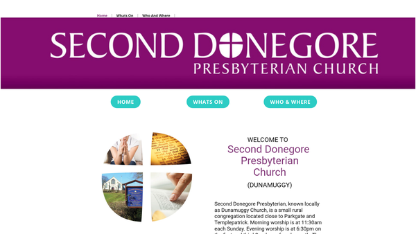 Screenshot of the Second Donegore Congregation of the Presbyterian Church in Ireland website