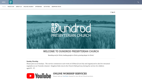 Screenshot of the Dundrod Congregation of the Presbyterian Church in Ireland website