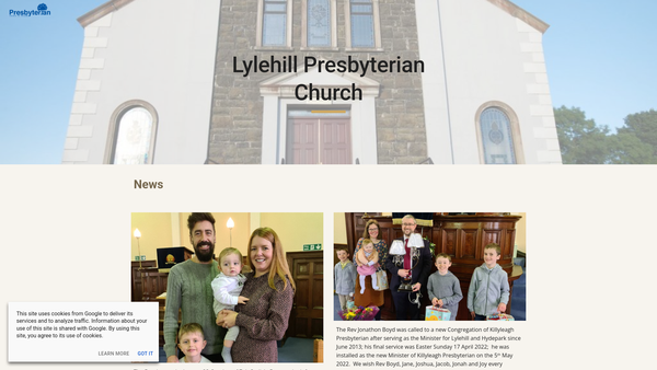 Screenshot of the Lylehill Congregation of the Presbyterian Church in Ireland website