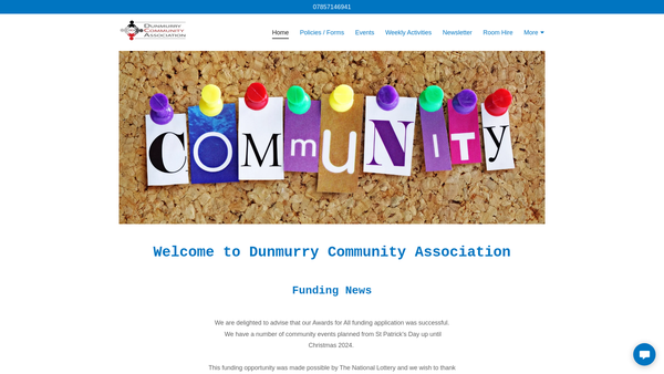 Screenshot of the Dunmurry Community Association website