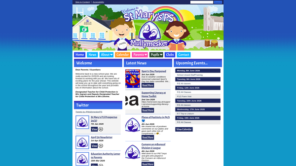 Screenshot of the Mullymesker Parent, Teacher & Friend Association website