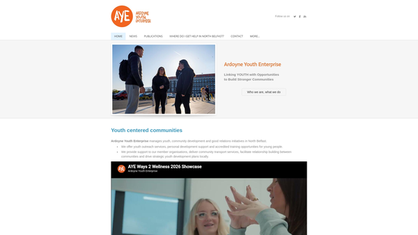 Screenshot of the Ardoyne Youth Enterprises website